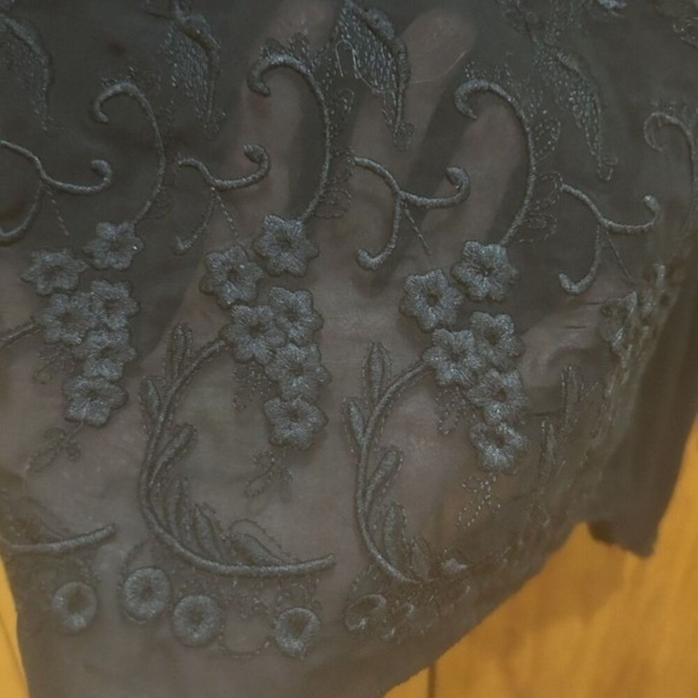 Cupio Black Blouse-Sz L-Mesh Floral Front-Lace-Boho-Fairy Grunge-Whimsigoth - Picture 3 of 12
